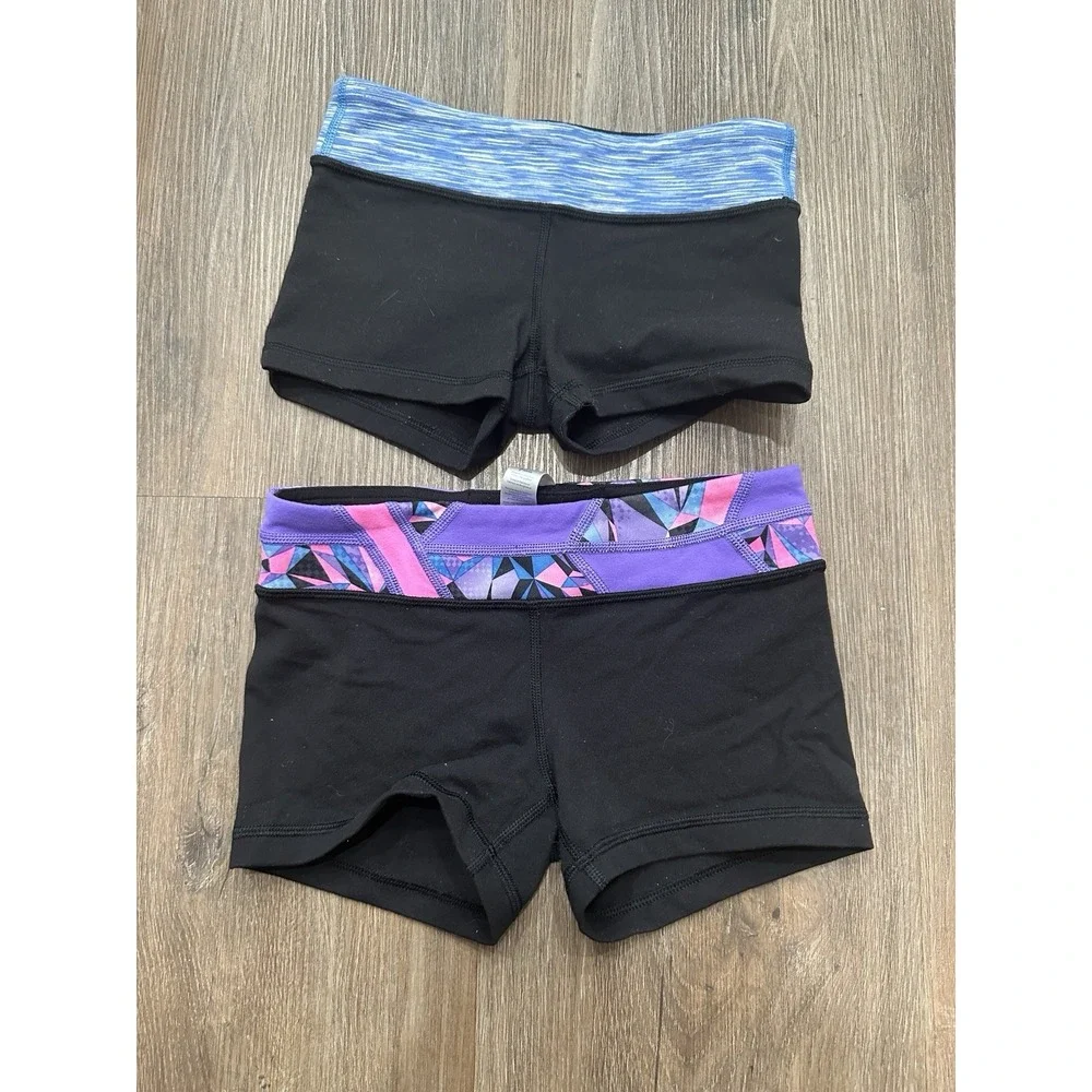 3 Ivivva black rollover girls short‎ tights athletic purple pink Size 10, 8